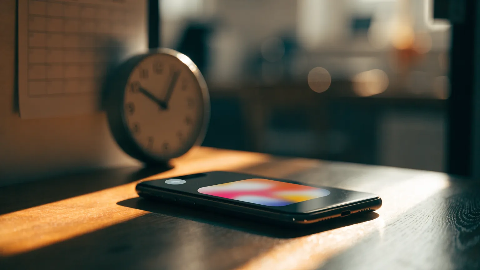 Celular com uma mensagem pronta para envio ao lado de um relógio e um calendário, representando o agendamento de mensagem no WhatsApp
