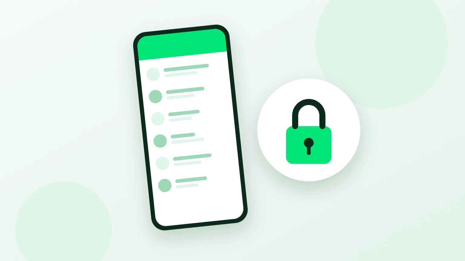 Ilustração de uma tela de celular com o WhatsApp protegido por um cadeado, sem rostos, representando como colocar senha no WhatsApp