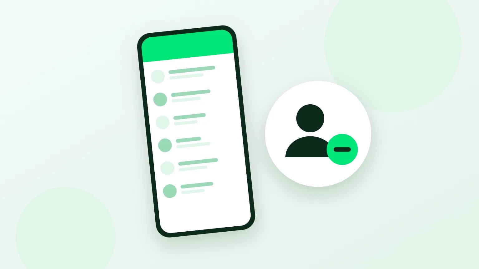 Ilustração de uma tela de celular sem rosto mostrando o menu de configurações de conta do WhatsApp com a opção de apagar a conta, para o guia de como excluir conta do WhatsApp