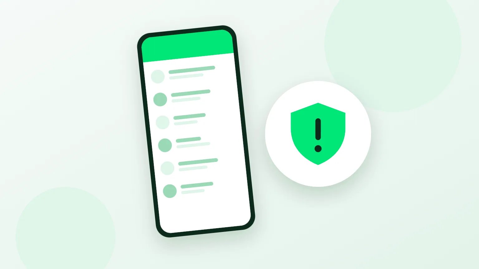 Ilustração de uma tela de celular com a lista de dispositivos conectados do WhatsApp, usada para saber se o WhatsApp está clonado, sem rostos
