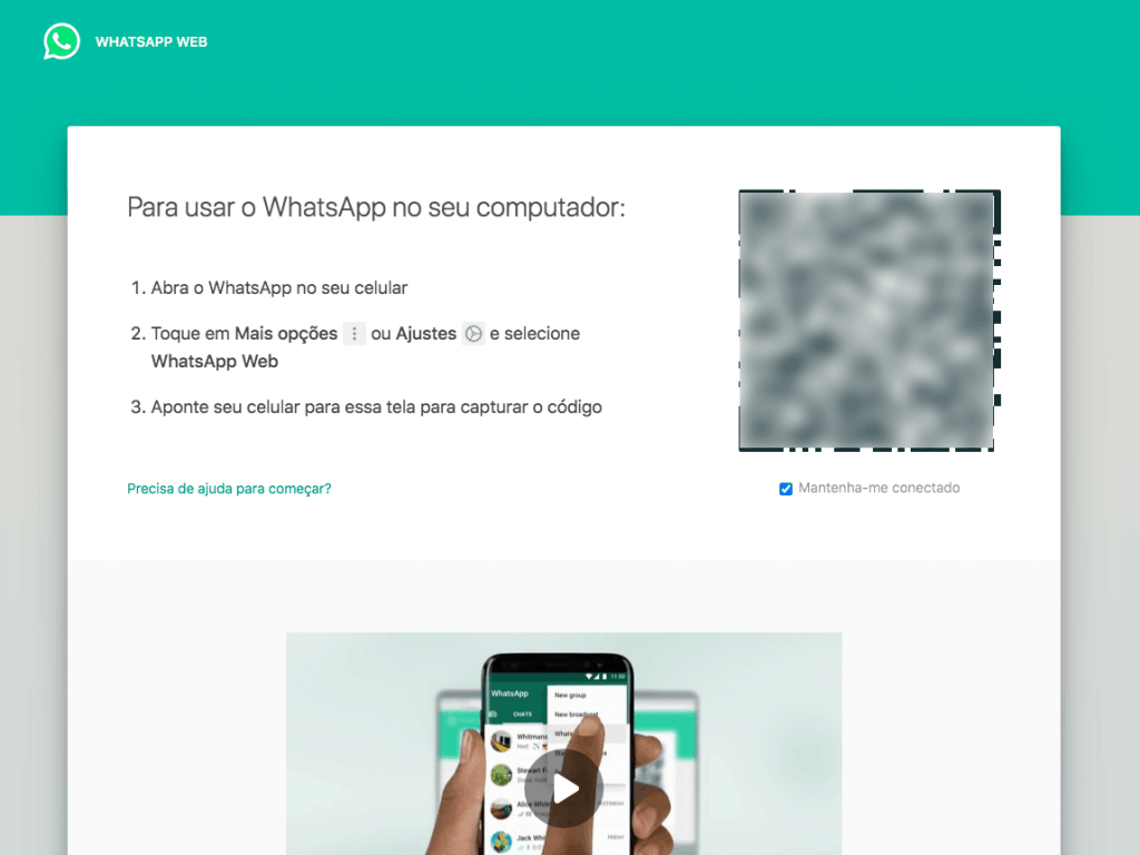 imagem da tela de como usar o whatsapp web