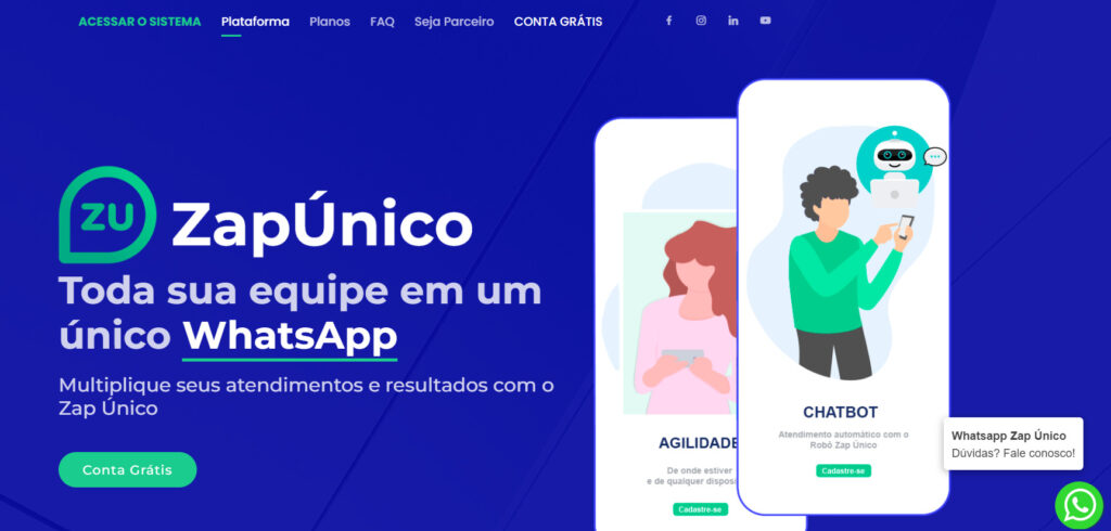 Captura de tela do site do Zap Único em dezembro de 2022, quando este artigo foi publicado originalmente.