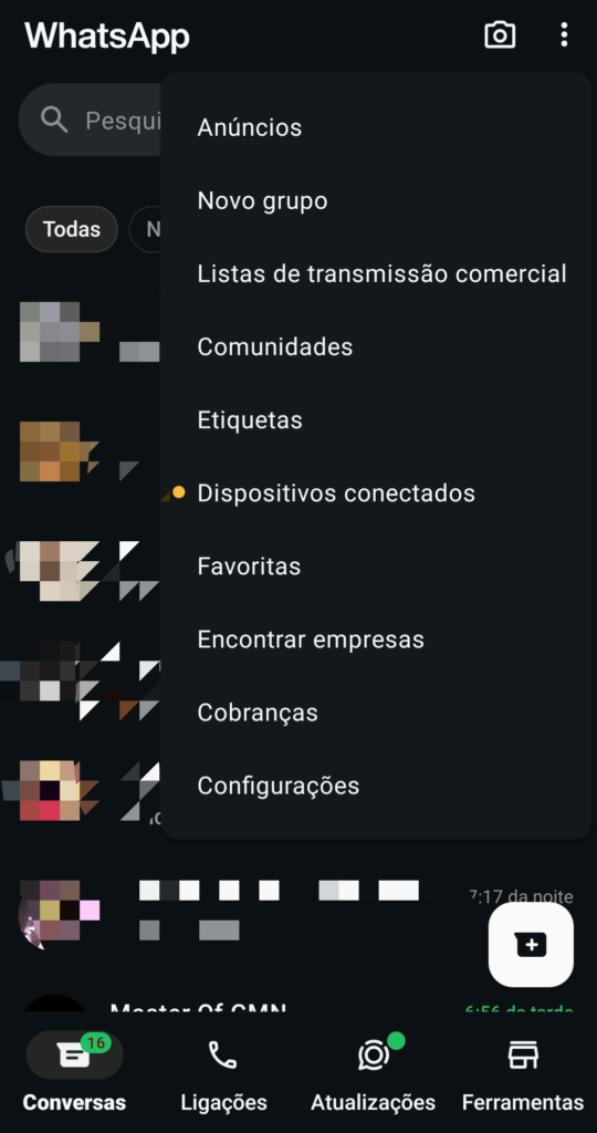 Suporte do WhatsApp - Passo 1